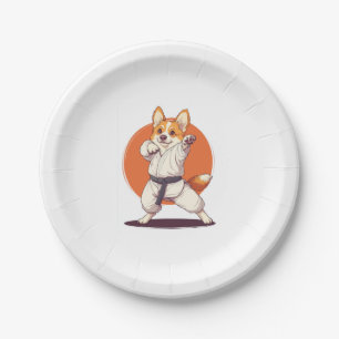 Assiettes En Carton Karate Corgi � Chien des arts martiaux