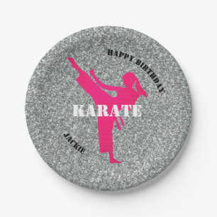 Assiettes En Carton Karate Girl Parties scintillant joyeuse Plaques pa