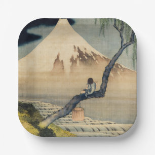 Assiettes En Carton Katsushika Hokusai - Garçon regardant le Mont Fuji