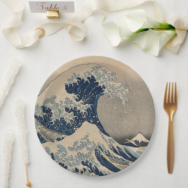 Assiettes En Carton Katsushika Hokusai. La Grande Vague au large de Ka (Mariage)