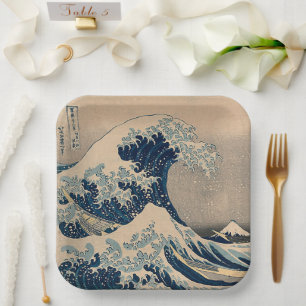 Assiettes En Carton Katsushika Hokusai. La Grande Vague au large de Ka