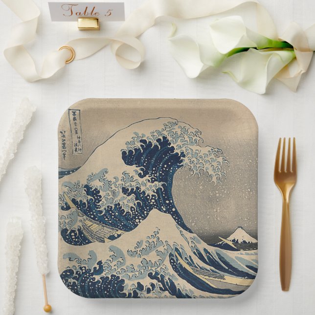 Assiettes En Carton Katsushika Hokusai. La Grande Vague au large de Ka (Mariage)