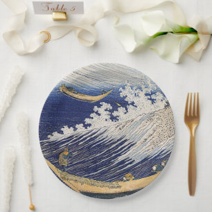 Assiettes En Carton Katsushika Hokusai. vagues