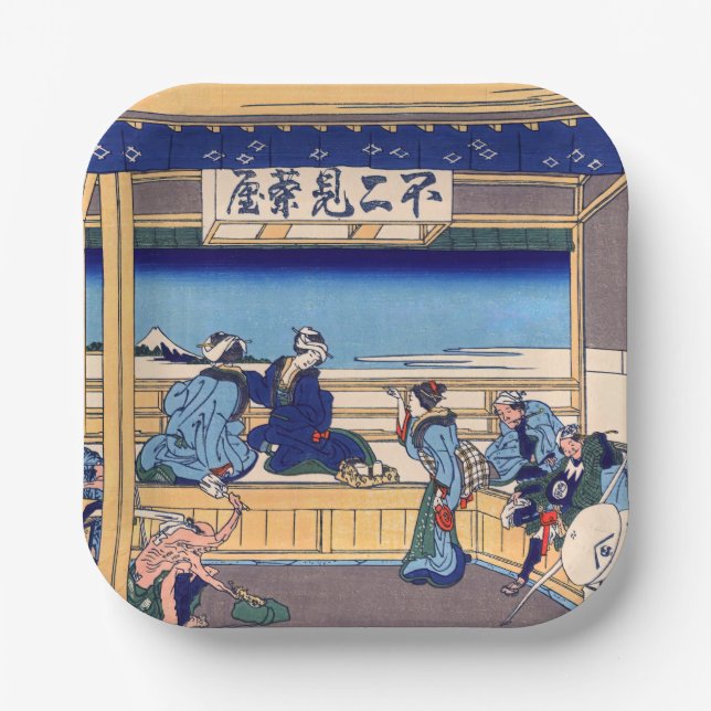 Assiettes En Carton Katsushika Hokusai - Yoshida sur le Tokaido (Recto)