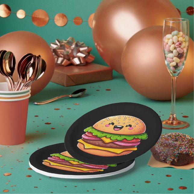 Assiettes En Carton Kawaii Burger Delight (Multi)