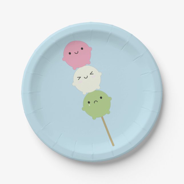 Assiettes En Carton Kawaii Mochi Dango (Devant)