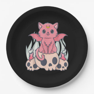 Assiettes En Carton Kawaii Pastel Goth Cute Démon Déplaisant Chat et