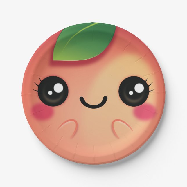 Assiettes En Carton Kawaii Peach (Devant)