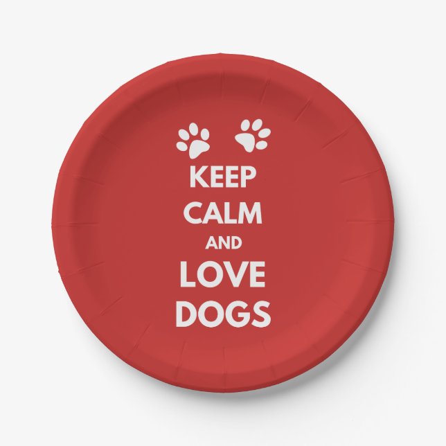 Assiettes En Carton Keep calm and love dogs (Devant)