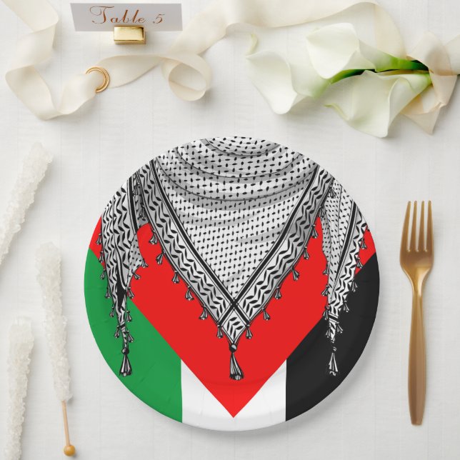 Assiettes En Carton Keffiyeh Écharpe palestinienne tissu traditionnel (Mariage)