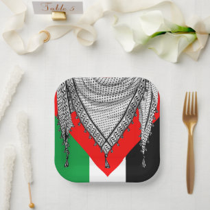 Assiettes En Carton Keffiyeh Écharpe palestinienne tissu traditionnel