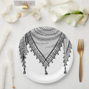 Assiettes En Carton Keffiyeh Écharpe palestinienne tissu traditionnel