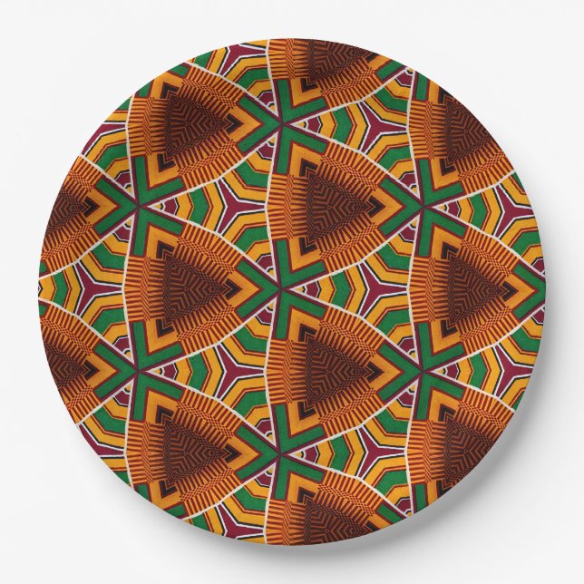 Assiettes En Carton Kente Geometrics Kwanzaa Afrocentric (Devant)