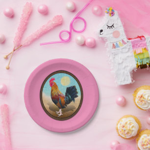 Assiettes En Carton Key West - Rooster tzigane Vintage ovale