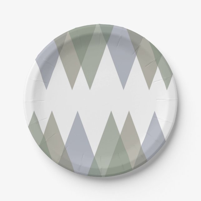 Assiettes En Carton Khaki triangles (Devant)