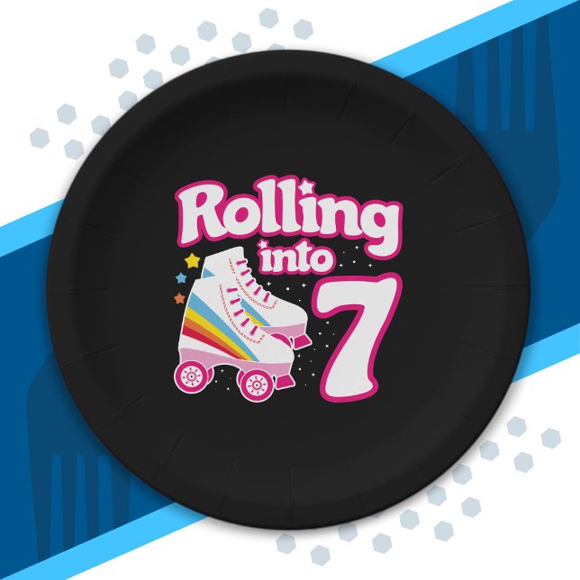 Assiettes En Carton Kids Skate Party - 7e anniversaire - Roller Skate (Créateur téléchargé)