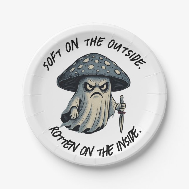 Assiettes En Carton Killer 'Shroom - Fantôme Éffrayant avec couteau (Devant)