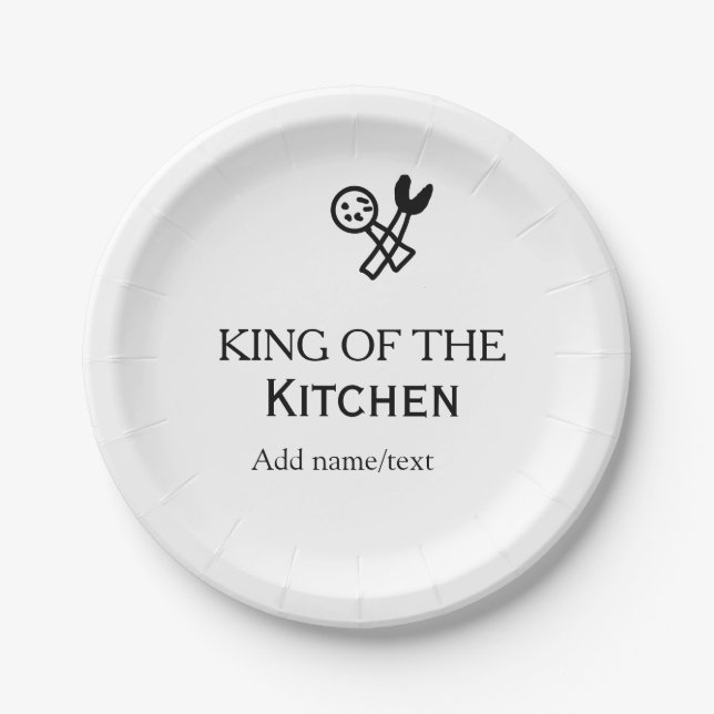 Assiettes En Carton King of the kitchen chef cooking add name crown ha (Devant)