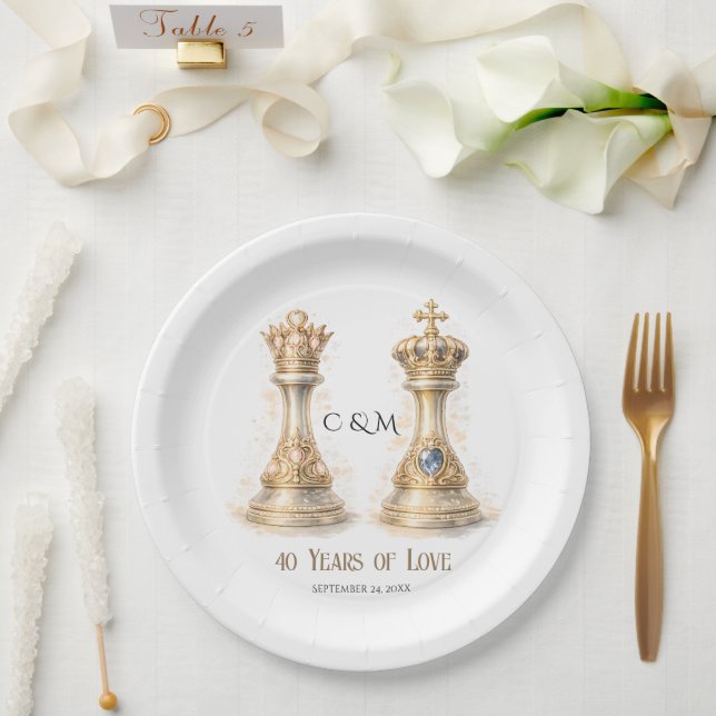 Assiettes En Carton King Queen Couple 40th Wedding Anniversary (Mariage)