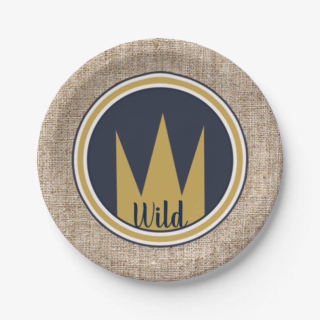 Assiettes En Carton King Wild Thing Gold Crown Burlap Anniversaire (Devant)