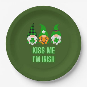 Assiettes En Carton Kiss Me Je suis Irlandais St. Patrick's Day Gnome