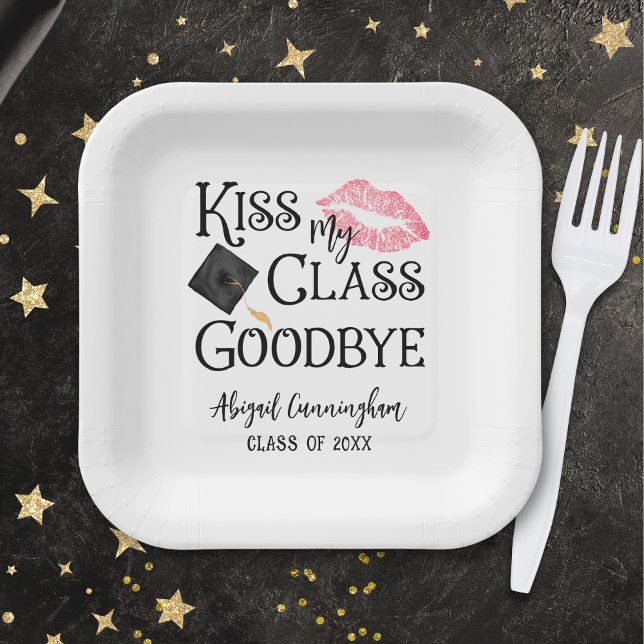 Assiettes En Carton Kiss My Class Goodbye Funny Graduation (Créateur téléchargé)
