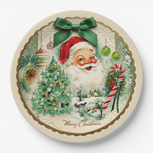 Assiettes En Carton Kitschmas Nostalgique  (Devant)