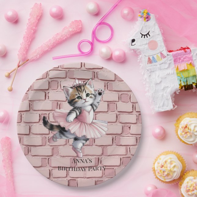 Assiettes En Carton Kitten Ballerina Girl Birthday Party Paper Plates (Fête)