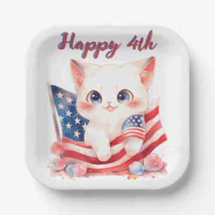 Assiettes En Carton Kitten Patriote 4 juillet Joyeux 4 Personnalisé