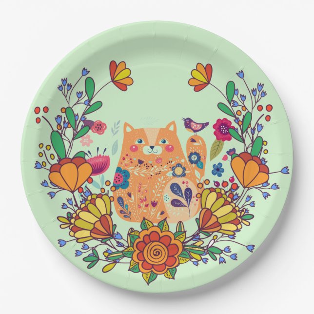 Assiettes En Carton Kitty Art Populaire  (Devant)