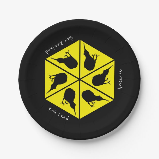 Assiettes En Carton Kiwi Bird & New Zealand/ Aotearoa Islands (pizza) (Devant)