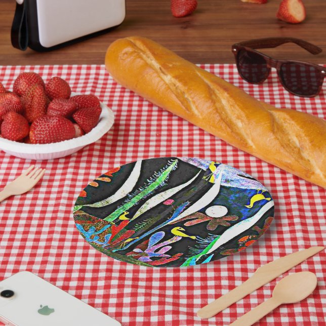 Assiettes En Carton Klee - Paysage aux oiseaux jaunes (Pique-nique)