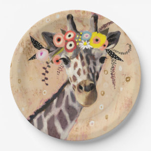 Assiettes En Carton Klimt Giraffe   Couronne De Fleurs