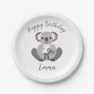 Assiettes En Carton KOALA - Faune - Joyeux anniversaire - Fête