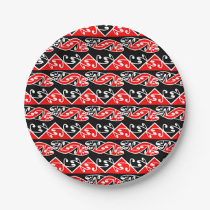 Assiettes En Carton Kowhaiwhai traditionnel Maori Koru Motif