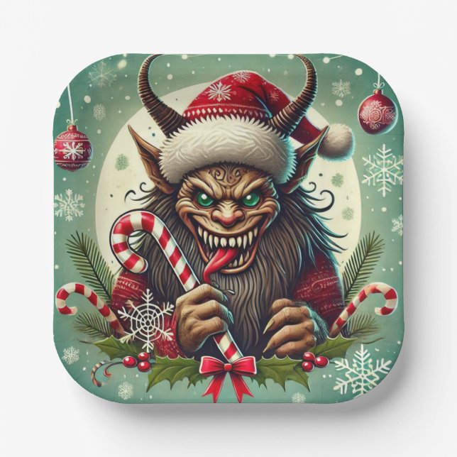Assiettes En Carton Krampus de Noël (Recto)