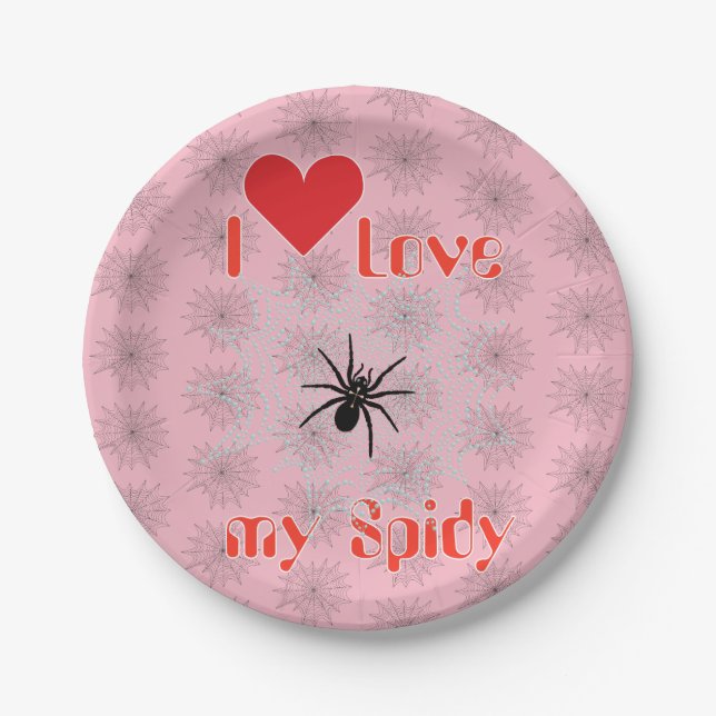 Assiettes En Carton Kreuzspinne im Netz mit Tautropfen wie Perlen (Devant)