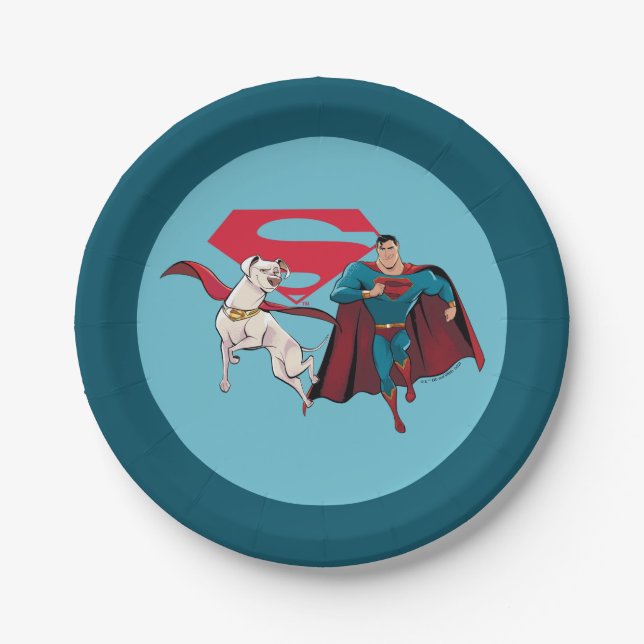 Assiettes En Carton Krypto & Superman (Devant)
