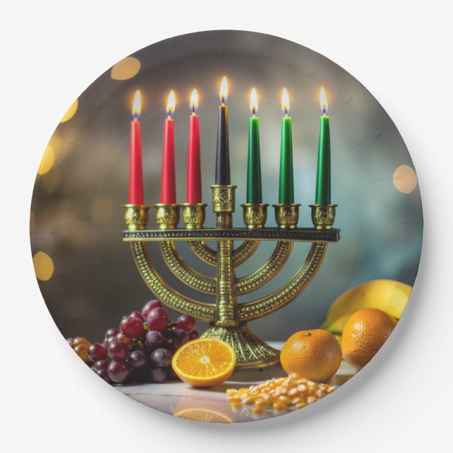 ASSIETTES EN CARTON KWANZAA - KINARA -  (Devant)