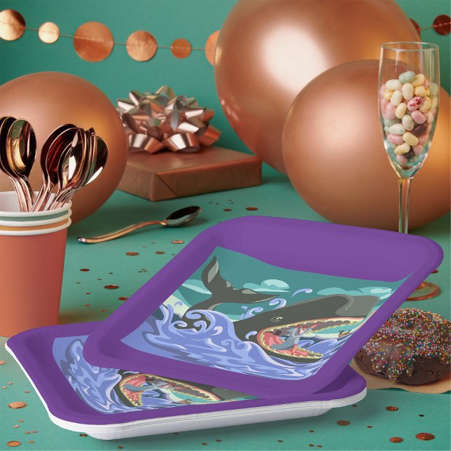 Assiettes En Carton La Biblique Jonah et la Scène de l'Océan Baleine (Créateur téléchargé)
