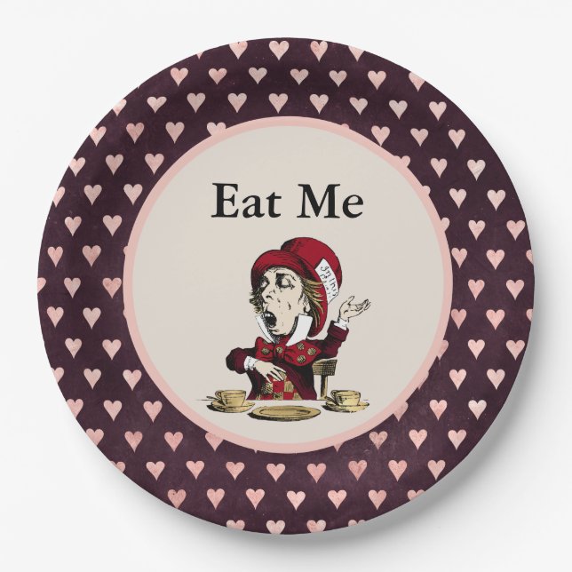 Assiettes En Carton La Bourgogne Mat Me Mad Hatter Alice au pays des m (Devant)