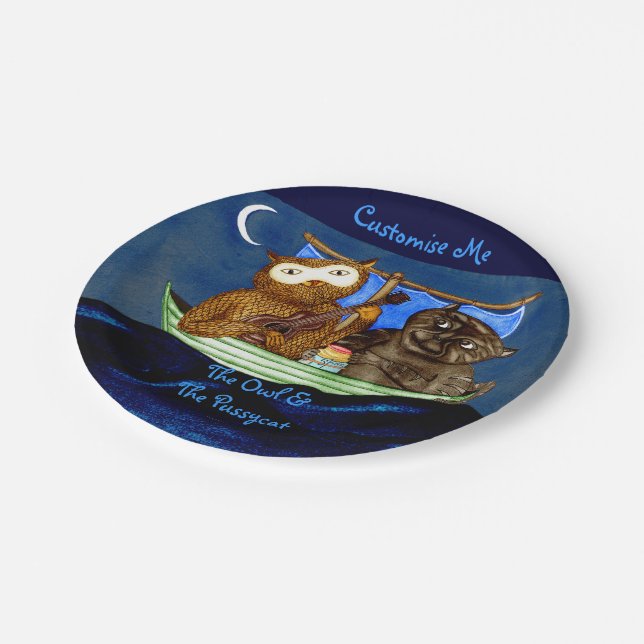 Assiettes En Carton La Chouette et le chat (Angle)