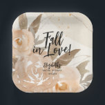 Assiettes En Carton La chute rustique dans l'amour Fleurs d'automne<br><div class="desc">Un collage d'élégantes fleurs d'automne en terre cuite,  de pêche et d'argent d'aquarelle et d'élégantes feuilles d'automne sont présentés sur ces plaques de papier carré. Parfait pour les douches nuptiales,  les mariages,  les fêtes d'anniversaire ou toute occasion. CORRESPONDRE des articles dans notre magasin.</div>