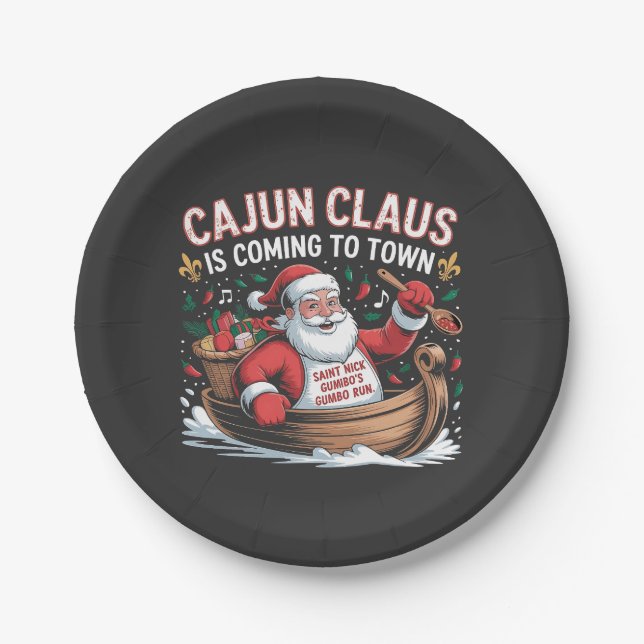 Assiettes En Carton La clause Cajun arrive à la ville Noël Krampus (Devant)