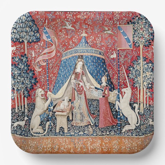 Assiettes En Carton La dame et la licorne 1500 Paris Tapestry (Recto)