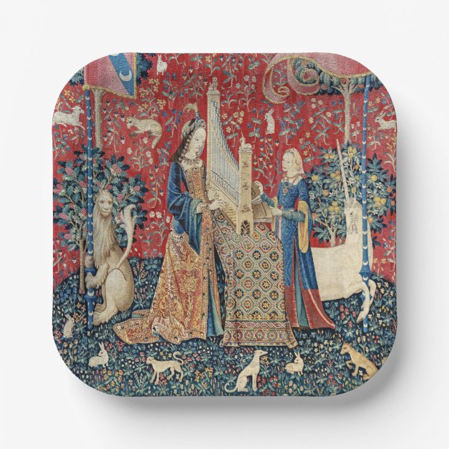 Assiettes En Carton La Dame et la licorne, Audition (Recto)