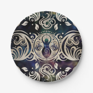 Assiettes En Carton La déesse de la lune en triple lune en violet #1