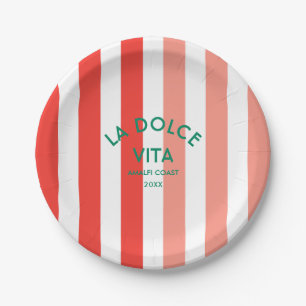 Assiettes En Carton La Dolce Vita Cinque Côte Amalfi Stripe Round