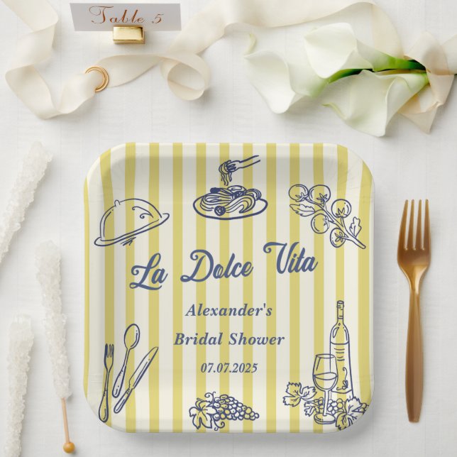Assiettes En Carton La Dolce Vita Fête de Mariage Italienne  (Mariage)