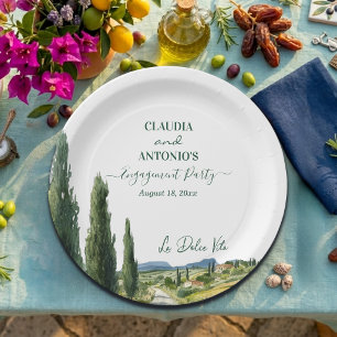 Assiettes En Carton La Dolce Vita Fête Élégante de Fiançailles